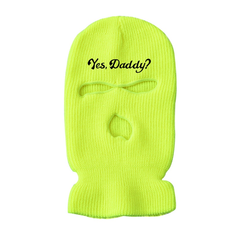 Mũ Beanie Dệt Kim Thêu Chữ yes Dad 3 Lỗ Cá Tính