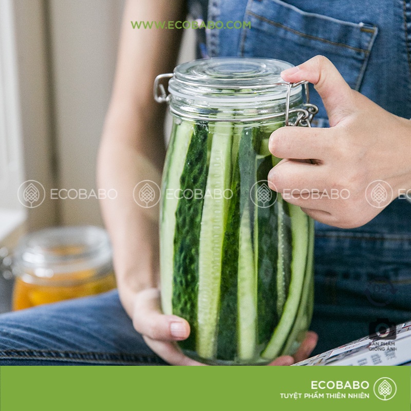 Lọ thủy tinh nắp niêm phong kim loại đựng thực phẩm ngũ cốc đồ ngâm size 1500ml 2000ml 3000ml ECOBABO