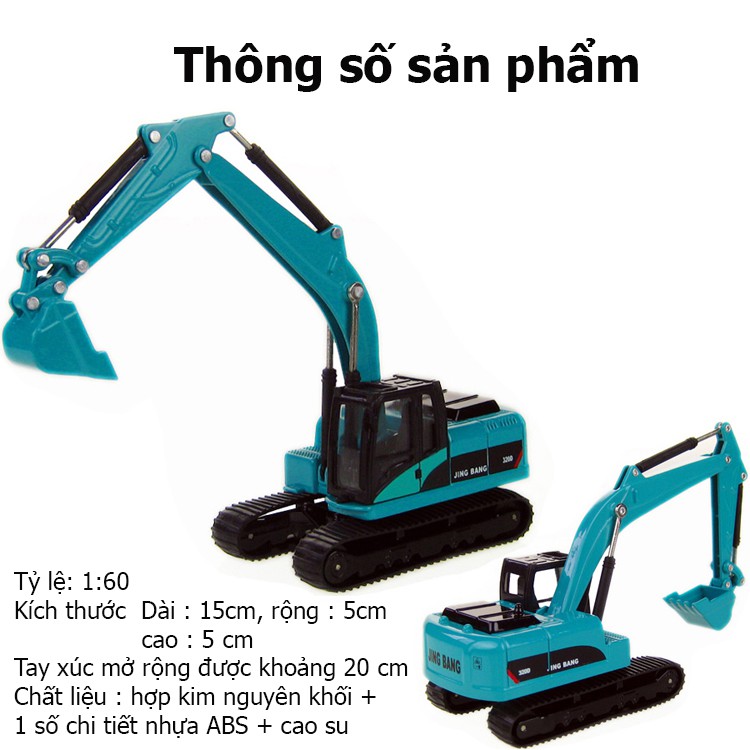 Đồ chơi xe xúc bằng hợp kim nguyên khối chắc chắn bền đẹp có thể trang trí trưng bày