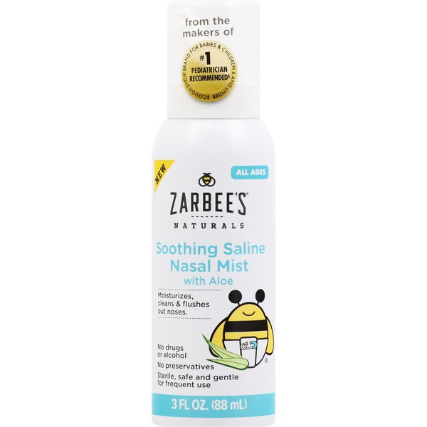 Xịt mũi muối lô hội ZarBee's vệ sinh mũi đẩy đờm Mỹ 88ml (0m+)