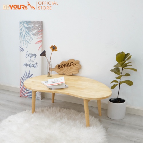 Bàn trà bàn sofa BEYOURs D Table kiểu dáng hình hạt đậu, gỗ cao su chắc chắn - Size S - 2 màu: trắng , gỗ