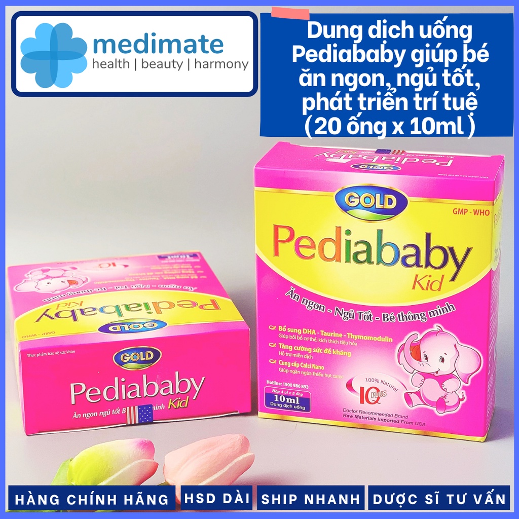Dung dịch uống Pediababy cho bé ăn ngon, ngủ ngon, phát triển trí tuệ (20 ống, mỗi ống 10ml)
