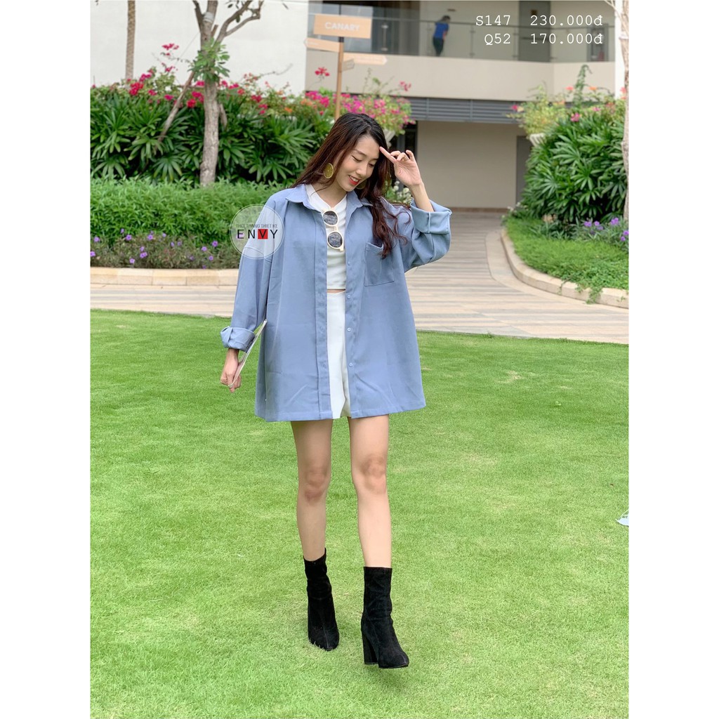 Áo Sơ Mi Khoác Kaki ENVY - S147. Áo sơ mi nhung tăm trơn form rộng khoác ngoài.