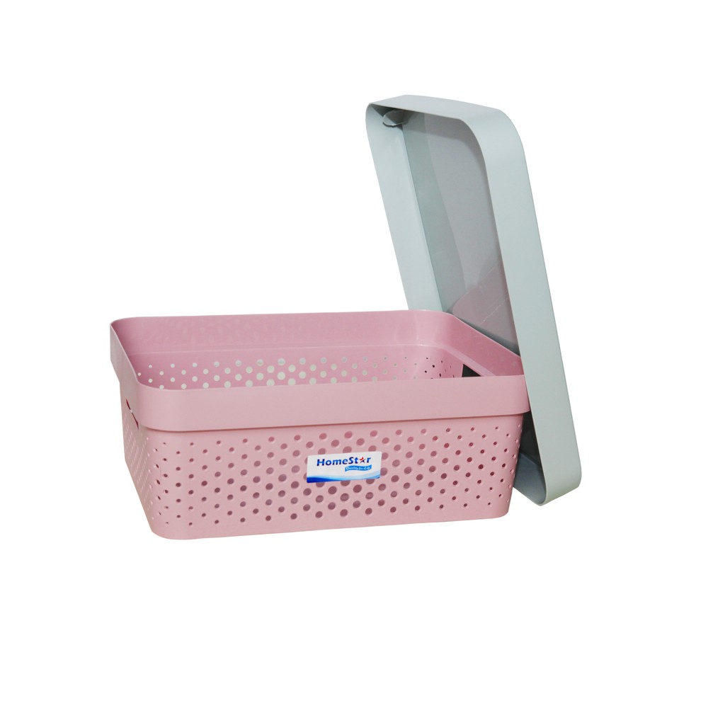 Hộp Nhựa Đựng Đồ dạng lưới Tiện Dụng Homestar Size L Hồng