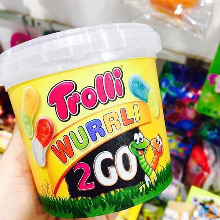 Kẹo dẻo sâu TROLLI dạng hũ 150g date T11/20 xách tay Đức