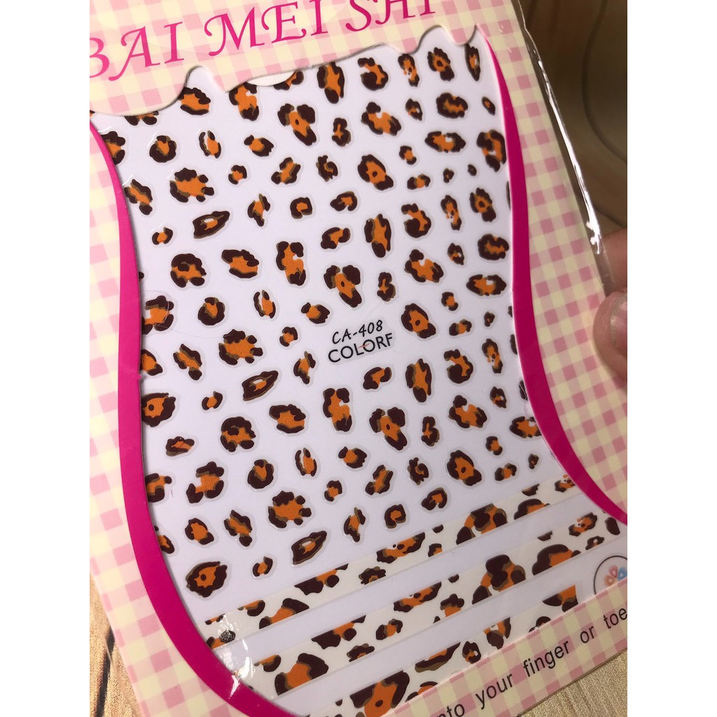 Hình dán móng tay - Sticker dán móng Da báo CA408