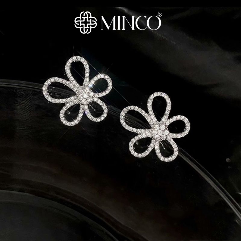 Bông tai nữ Minco Accessories thiết kế hình hoa nhỏ đính đá lấp lánh thời trang trang sức sành điệu cho nữ BT220