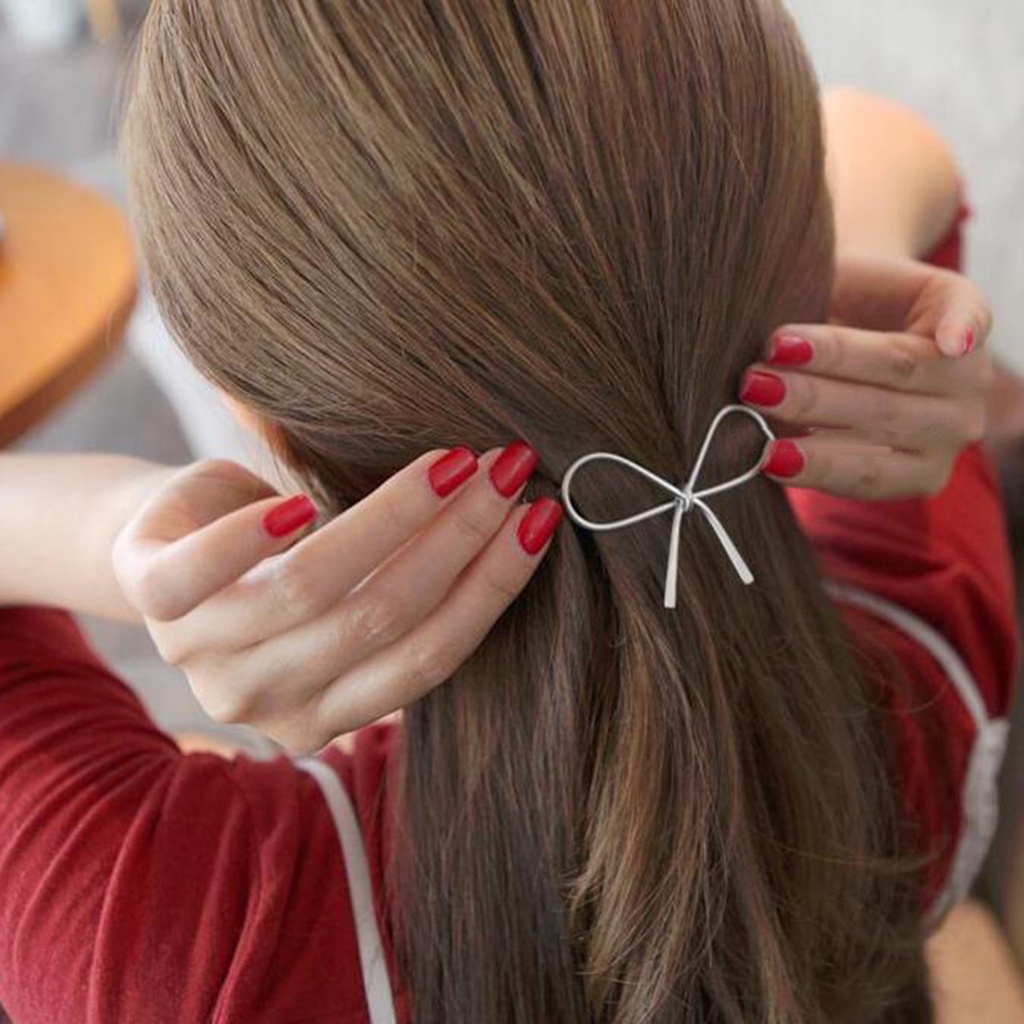 Kẹp Tóc Nơ Kim Loại Thời Trang Cho Nữ