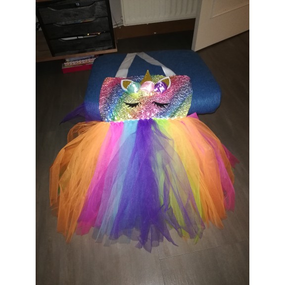 Đầm Công Chúa Họa Tiết Kỳ Lân Kèm Băng Đô Cài Tóc Thời Trang Cho Bé Gái