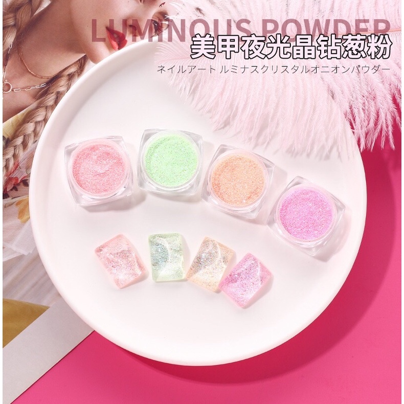 [R90-29] 12 màu nhũ tuyết, nhũ kim tuyến nhuyễn Dạ quang cao cấp, làm móng nail, trang trí phụ kiện | BigBuy360 - bigbuy360.vn