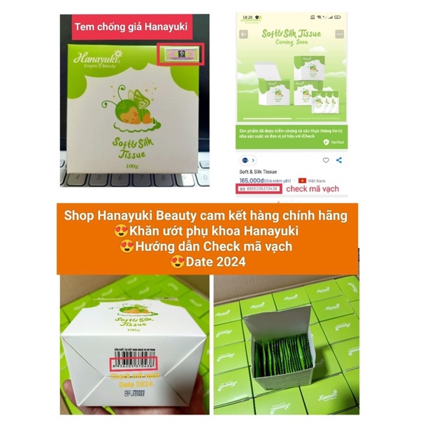Khăn Giấy Ướt Phụ Khoa Hanayuki 1 hộp 20 miếng - Soft & Silk Tissue