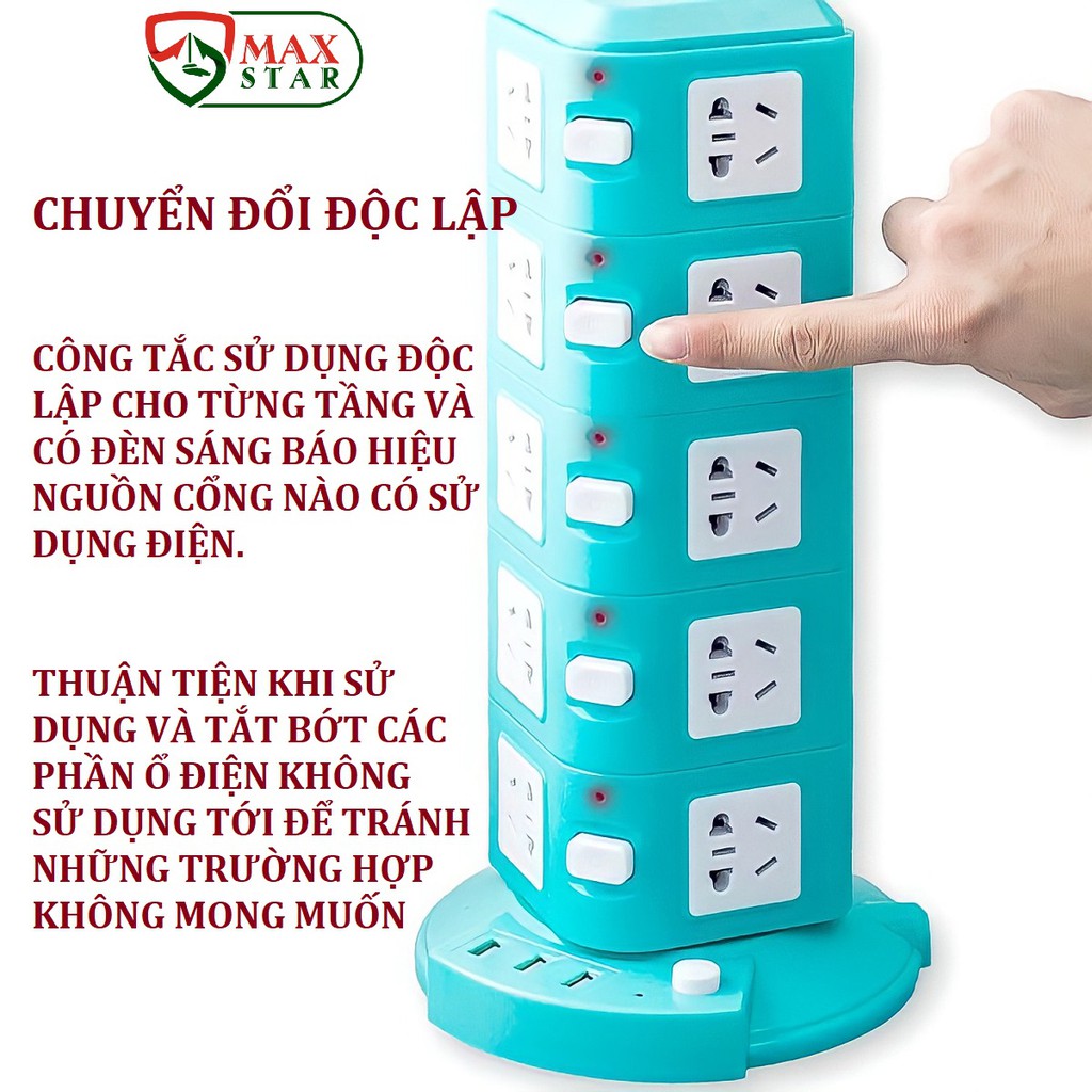 Ổ điện USB nhiều tầng đa năng thông minh chịu tải chống giật chống nước công suất lớn cao cấp chính hãng ✅