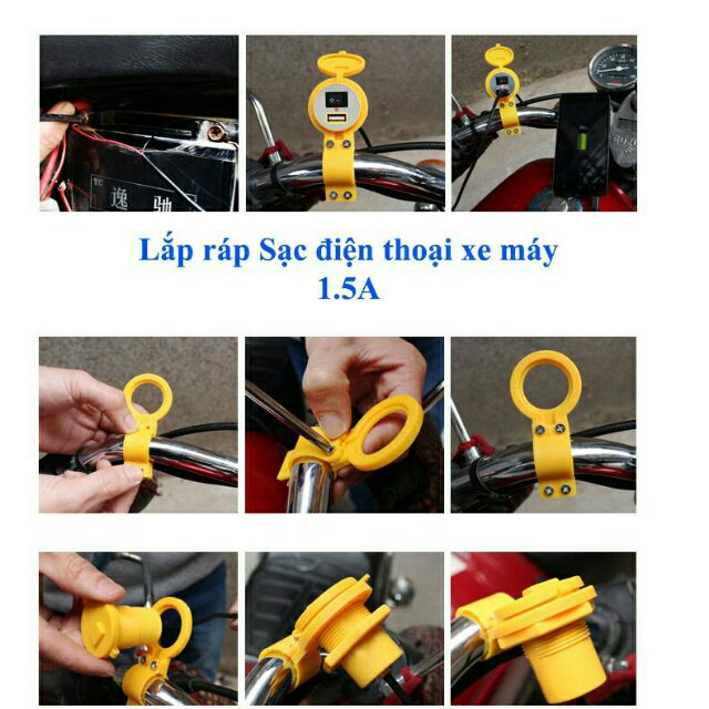Sạc điện thoại trên xe máy 2.1A có công tắc