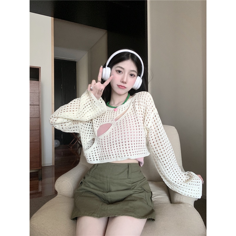 622158#Áo Kiểu Dáng Rộng Khoét Lỗ Thời Trang Mùa Hè Mới Cho Nữ