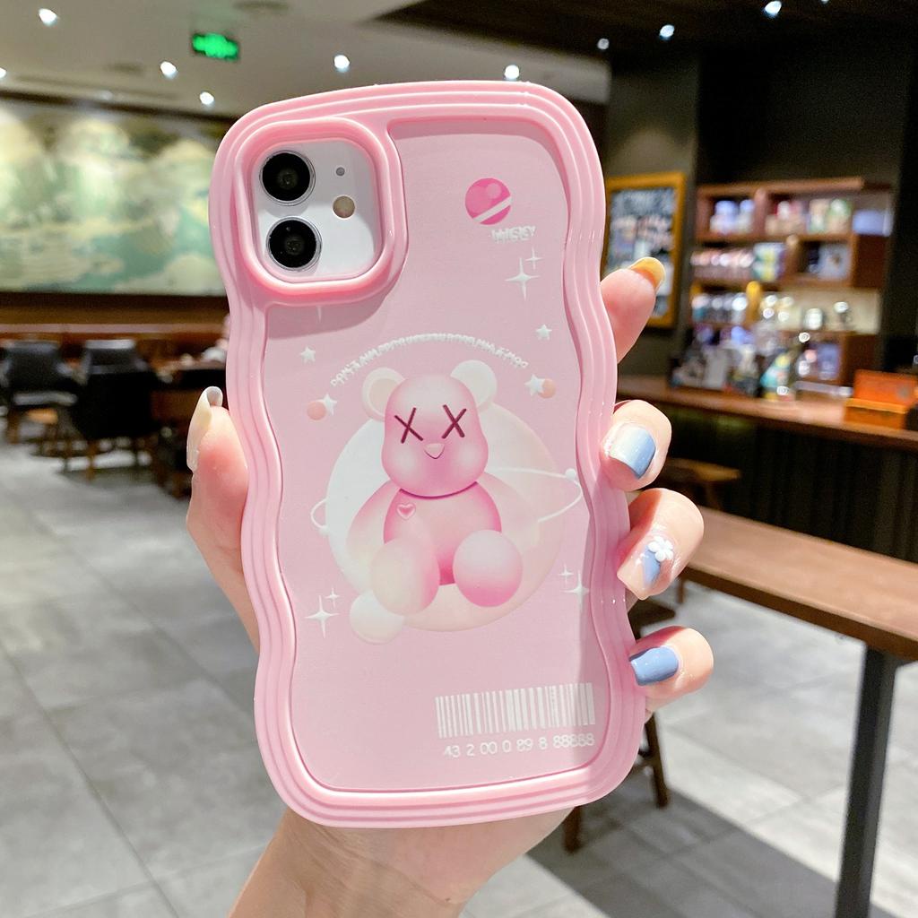 Ốp Điện Thoại Họa Tiết Gấu KAWS Viền Xoắn 2 Trong 1 Cho iPhone 13promax 12 11 X XR XSMAX