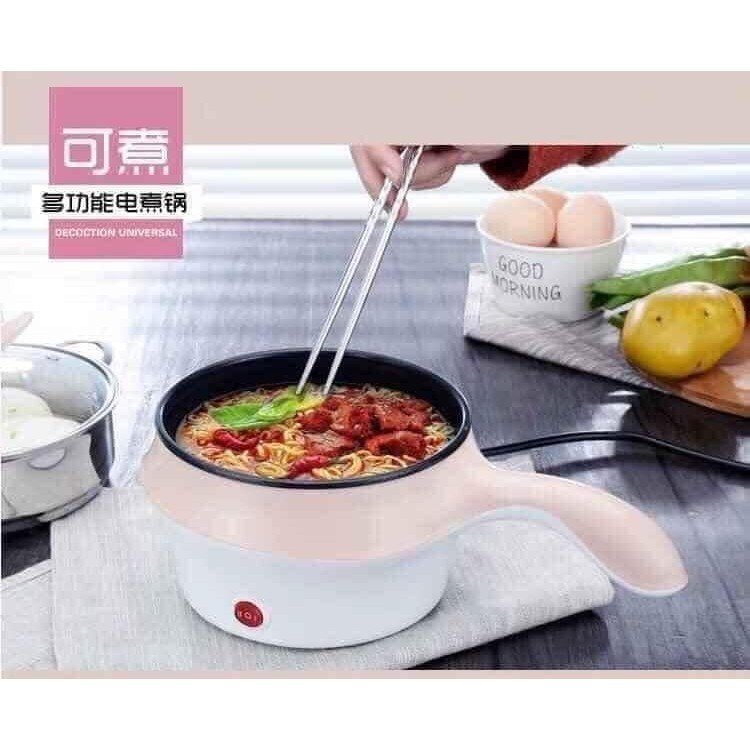 Nồi Lẩu Điện Đa Năng Kèm Giá Hấp Có Tay Cầm Tiện Dụng 18cm, Nồi Lẩu Hấp Mini 2 Tầng Cao Cấp