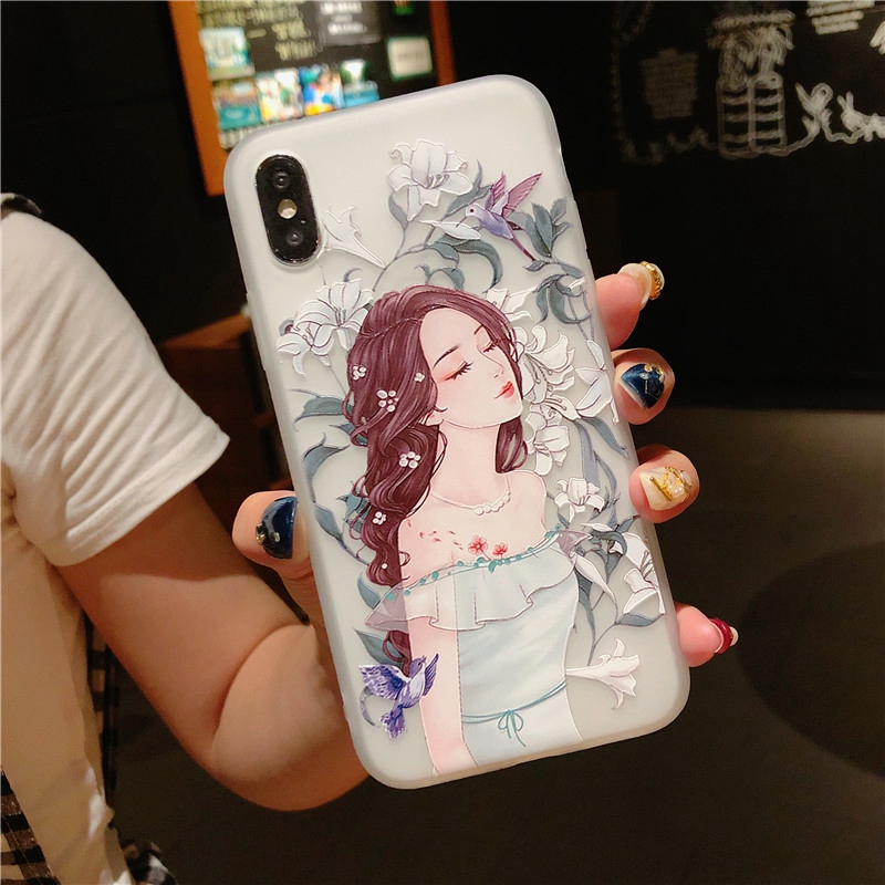 Compatible for iPhone 15 14 Pro Max 13 12 mini 6S 6 7 8 Plus 11 Pro X XR XS Max se 2020 Ốp điện thoại in hình cô gái đáng yêu cho