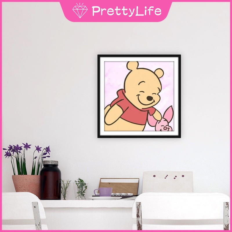 Bộ 1 Tranh Đính Đá 5D Tự Làm Hình Gấu Pooh Kích Thước 30 X 30Cm Trang Trí Nhà Cửa