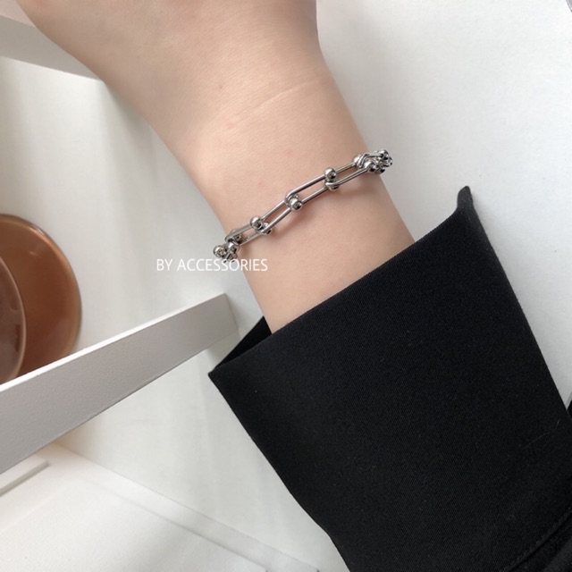 Lắc tay titan unisex kiểu khóa móng ngựa không gỉ