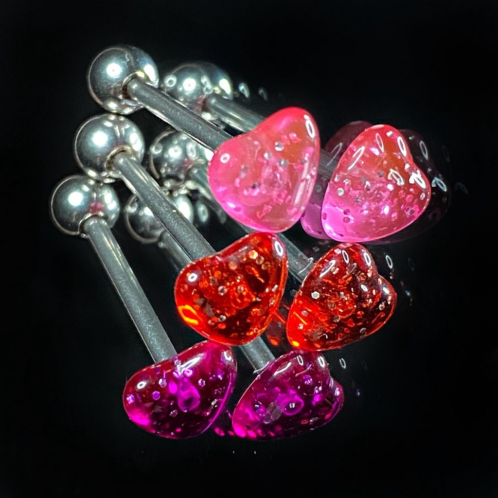 Khuyên lưỡi bằng thép titan không gây dị ứng thiết kế thanh ngắn dễ thương