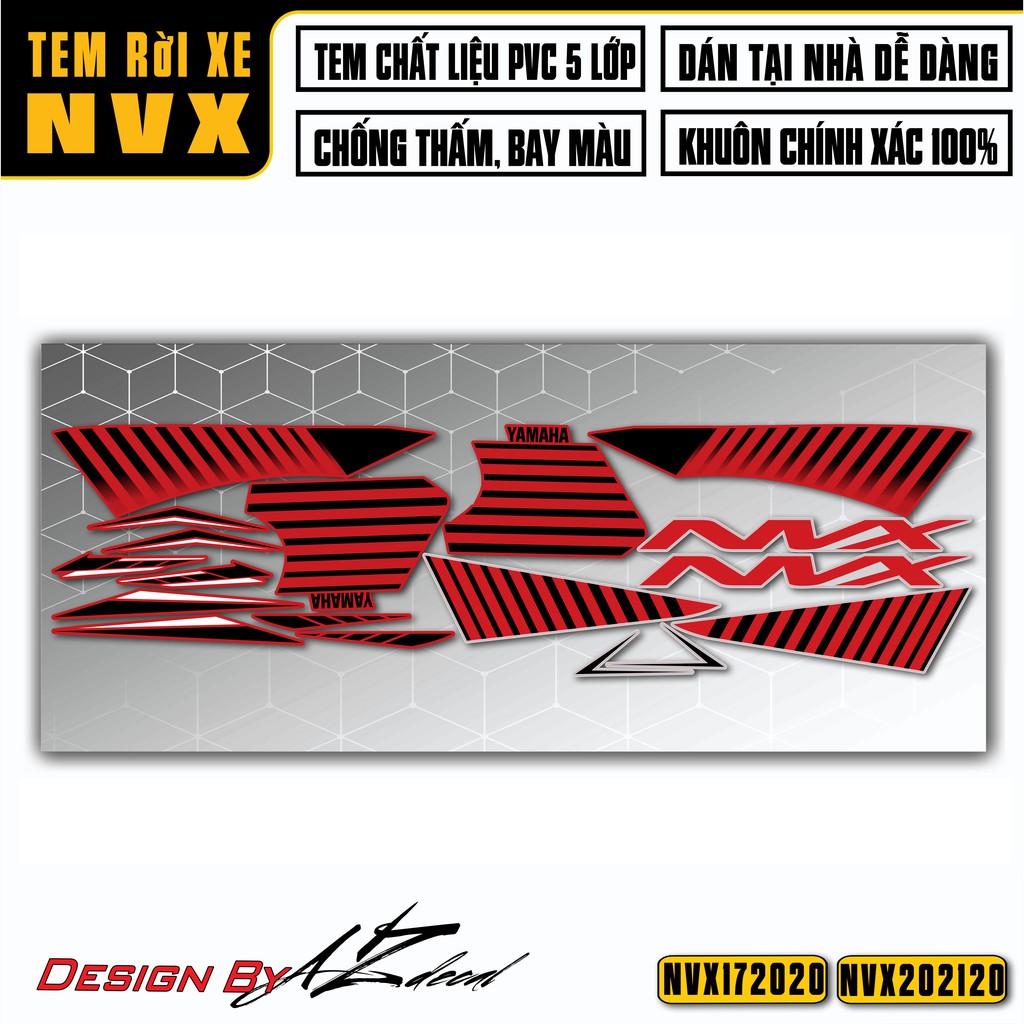 Tem NVX 2017 - 2021 Vân Sọc Cắt Sẵn Dễ Dán | NVX20 | Decal Rời Dành Cho NVX 125,155 Chống Nước, Bền Màu