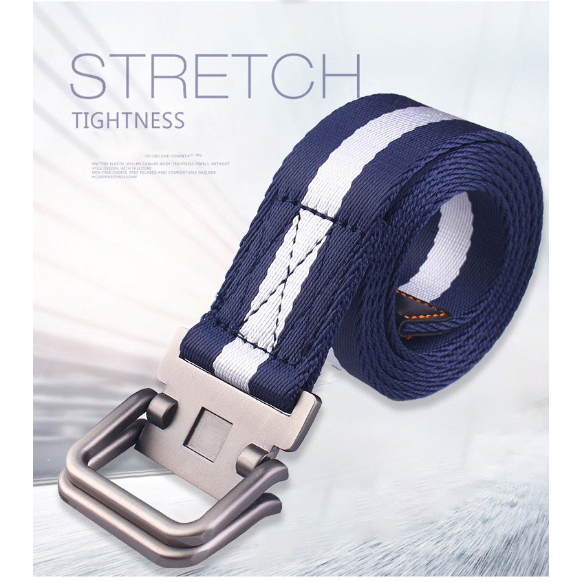 Thắt Lưng Vải Canvas Co Giãn Màu Trơn Phong Cách Thể Thao Thời Trang
