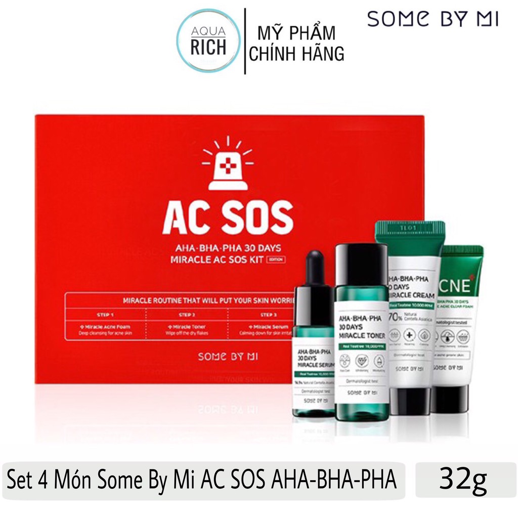 Set 4 Món Some By Mi AHA-BHA-PHA 30 Days Miracle AC SOS Kit