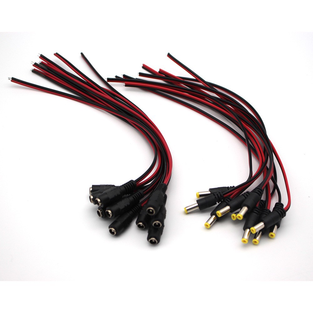 Bộ 10 dây cáp chuyển đổi âm dương 12V DC cho dây đèn LED &amp; CCTV Camera