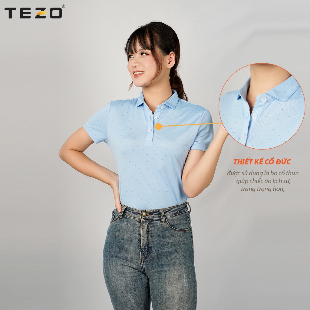 Áo thun nữ TEZO, áo phông công sở màu xanh pastel nhẹ nhàng tôn da chất liệu cotton cao cấp chống nhăn2103APCH04XPA
