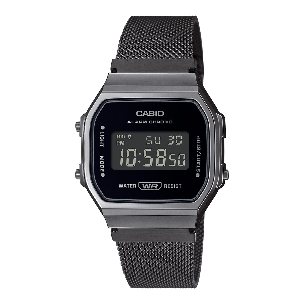 Đồng hồ nam/nữ Casio A168 / A168WEMB-1B dây thép không gỉ, chống nước 50m, hàng chính hãng