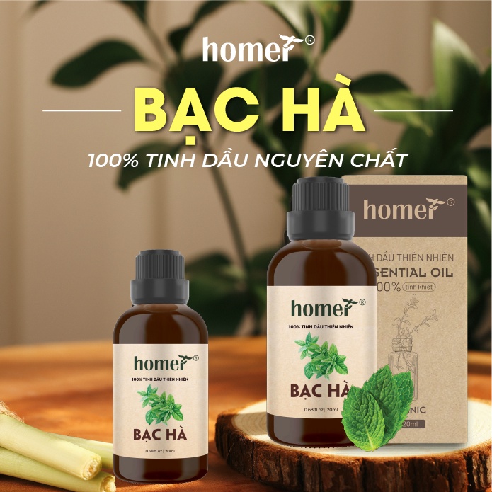 Combo 2 tinh dầu Sả Chanh + Bạc Hà Homer 20ml/chai