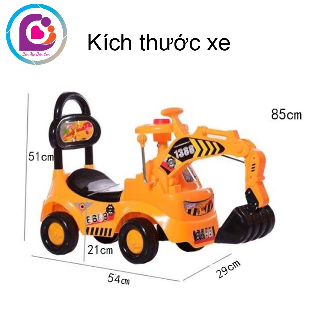 Xe cẩu chòi chân cho bé 1388 có nhạc cần múc và tựa lưng - xe chòi chân cho bé