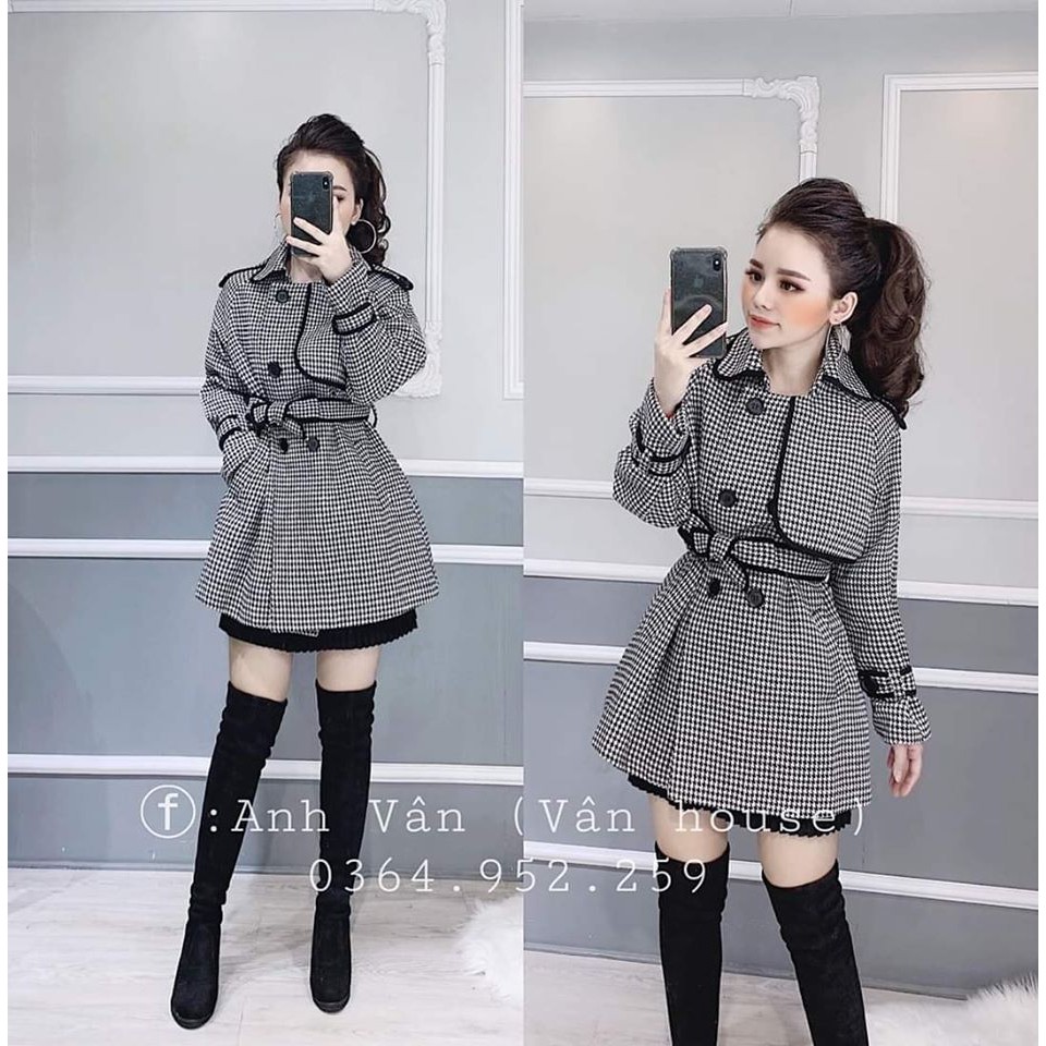 ÁO DẠ KẺ MANGTO KÈM ĐAI siêu đẹp ( TB 28-11)