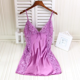 Váy ngủ lụa phối ren S01