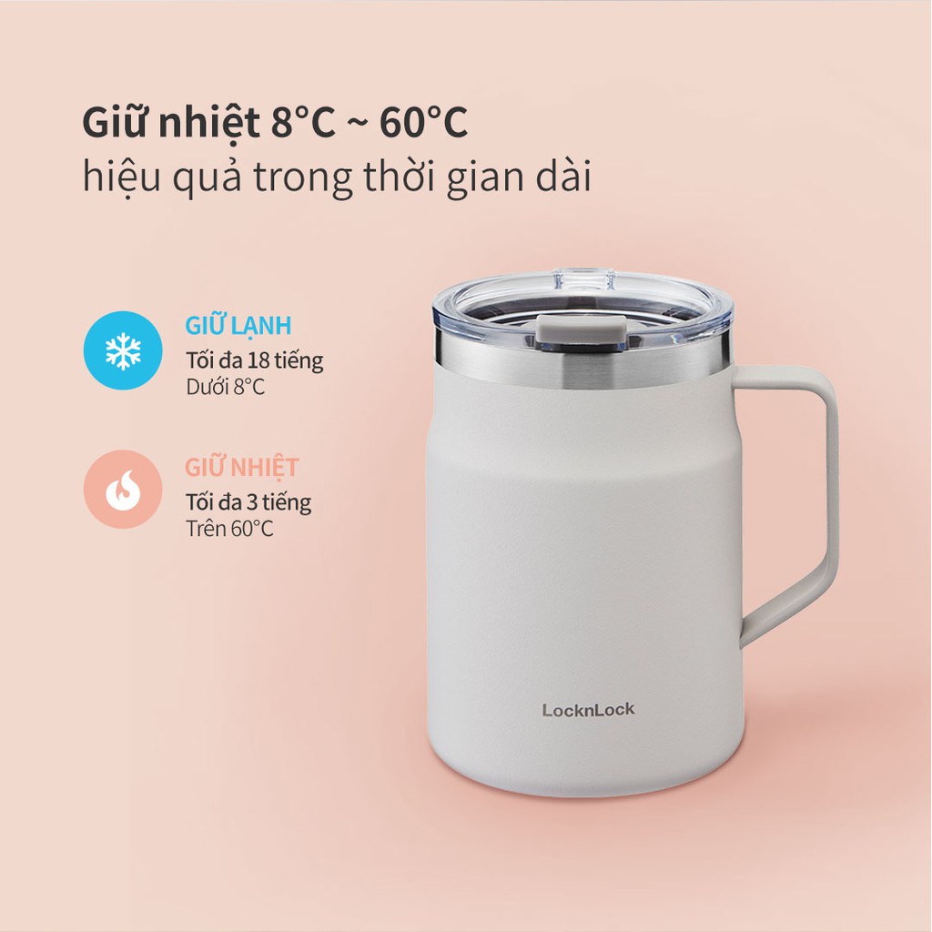 Cốc giữ nhiệt để bàn METRO MUG LHC4219 Lock&lock, dung tích 475ML, 3 màu pastel