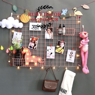 [COMBO] 2 khung lưới 35.45,1 rổ cài đại,1 giỏ lưới,1b dây cờ the zoo tặng kèm 4 đinh treo và 10 kẹp gỗ trang trí.
