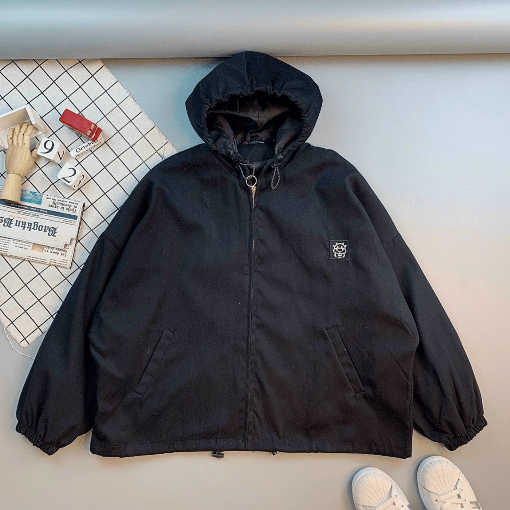 Áo Khoác nữ  thêu họa tiết quỷ nhỏ xinh chất liệu da lộn cao cấp có bốn màu