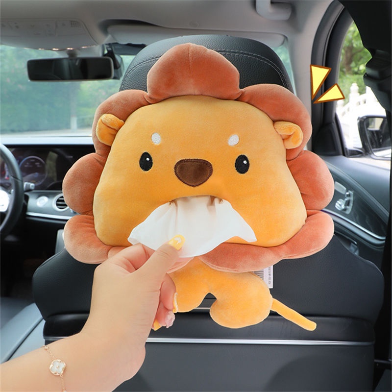 Vỏ Bọc Hộp Đựng Khăn Giấy Gắn Tấm Che Nắng Xe Hơi Hình Búp Bê Bằng Lông Cừu