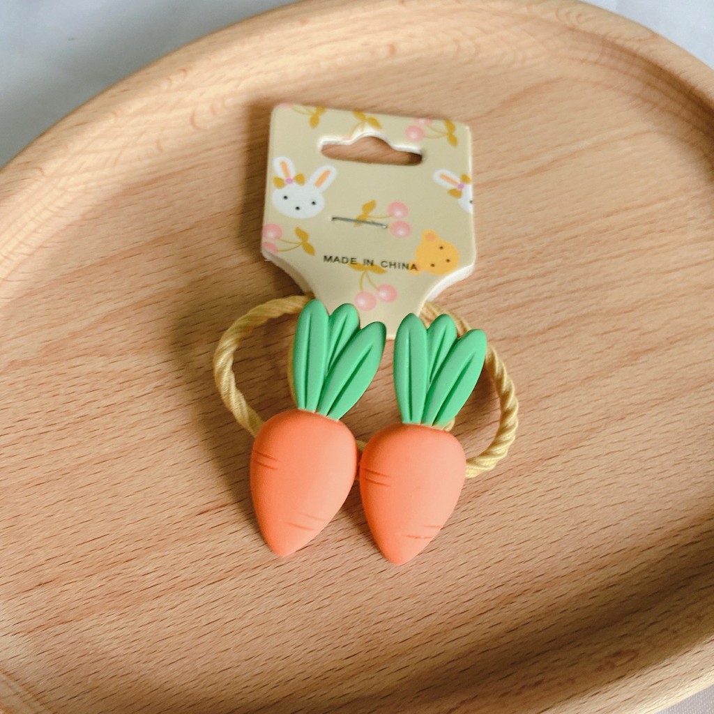 SET 2 DÂY BUỘC TÓC, CỘT TÓC CHO BÉ GÁI HÌNH TRÁI CÂY NHÁM BẢN TO