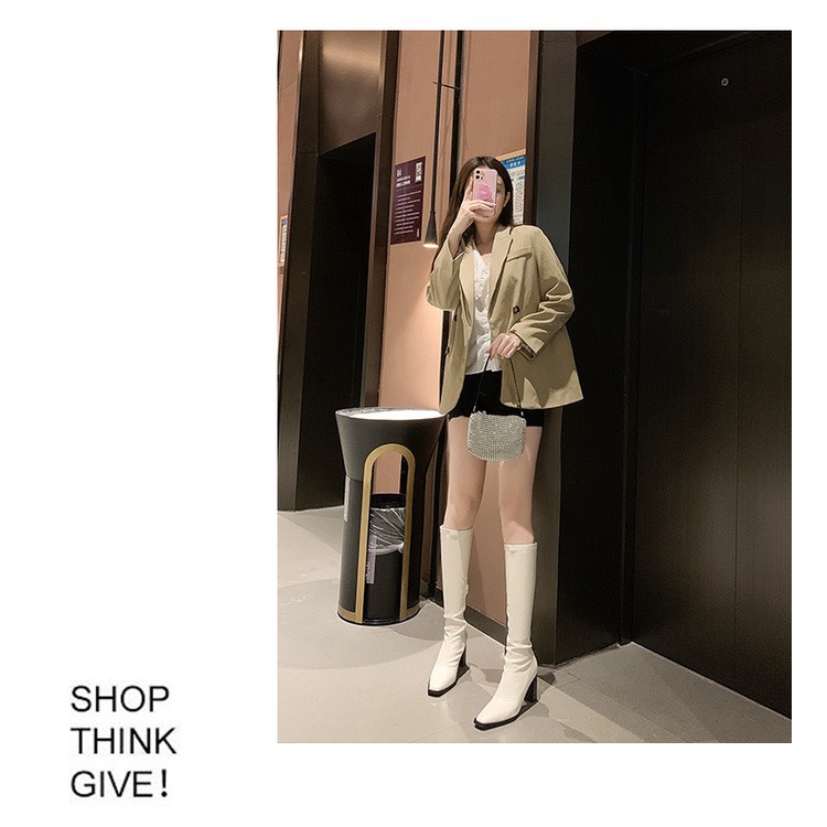 Boots gót vuông da mờ phong cách Âu Mỹ sang chảnh dành cho nữ, hàng quảng châu loại đẹp