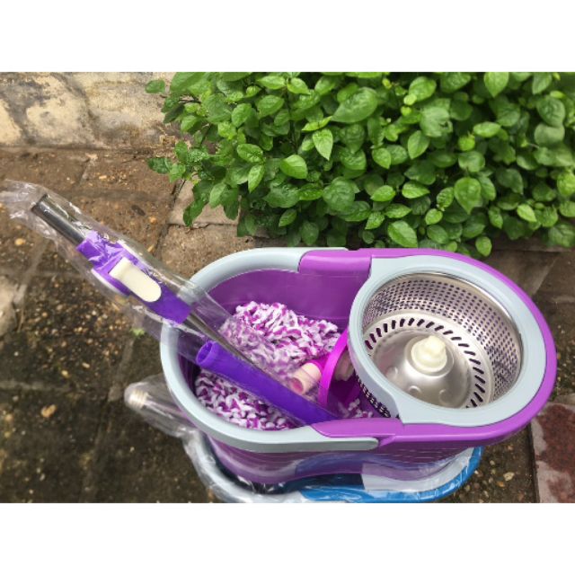 (Giá Hủy DIỆT) Bộ chổi lau nhà 360 độ thùng xoay inox chất lượng cao dc tặng thêm 1 bông lau