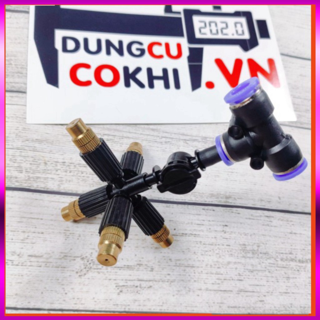 [GIÁ TỐT] 5 Béc phun sương 5 tia đồng, có chống nhỏ giọt kèm kết nối nhanh ống 8mm, dùng tưới cây, tưới lan