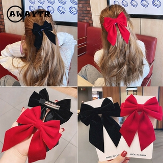 Kẹp tóc nơ vải satin 2 màu phong cách thời trang Hàn Quốc