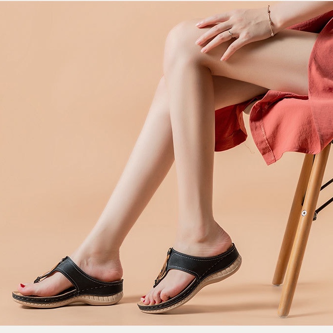 Dép Xỏ Ngón Đế Xuồng Phối Khóa Kim Loại Thời Trang Dành Cho Nữ