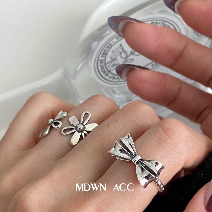 Nhẫn Hở Họa Tiết Hoa Thắt Nơ Đơn Giản Thời Trang Cho Nữ