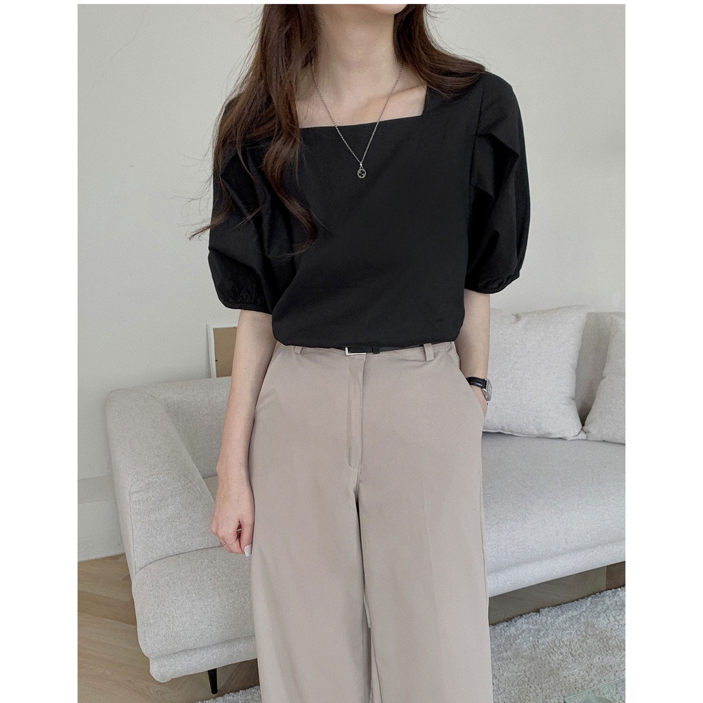 Áo sơ mi cổ vuông tay ngắn thời trang sành điệu mới 45594