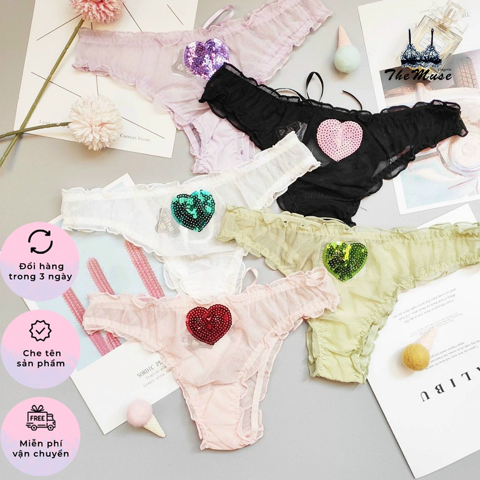 ❤️SIÊU HOT❤️ Quần lót ren lọt khe pink có nơ quyến rũ