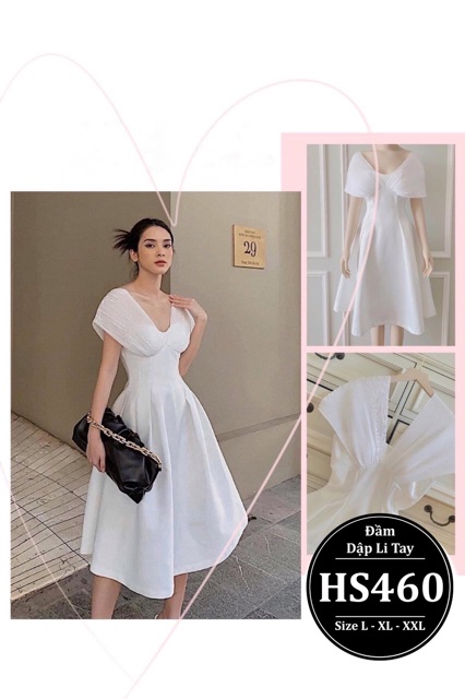 Đầm bigsize nữ dập li thiết kế dáng xòe dự tiệc sang chảnh HS460 - Màu trắng đen - size 55-90kg L XL XXL | BigBuy360 - bigbuy360.vn