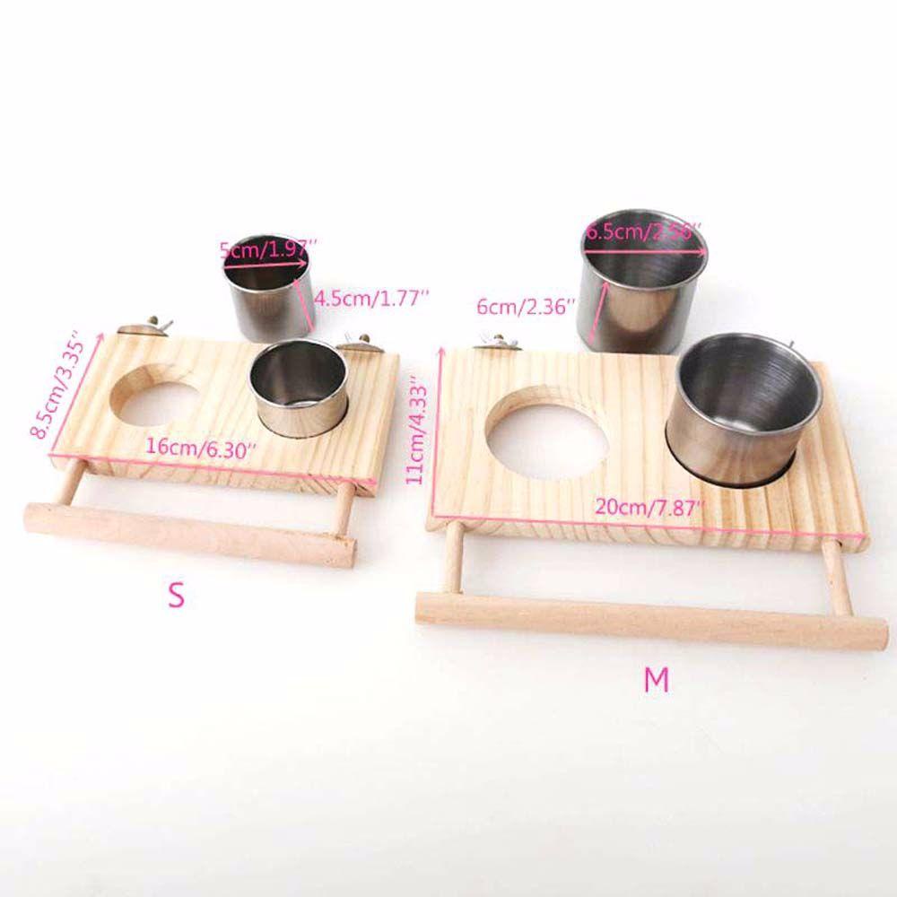 Khay Đựng Thức Ăn Nước Uống Bằng Gỗ Kèm Đế Treo Tiện Dụng Cho Chim Cảnh