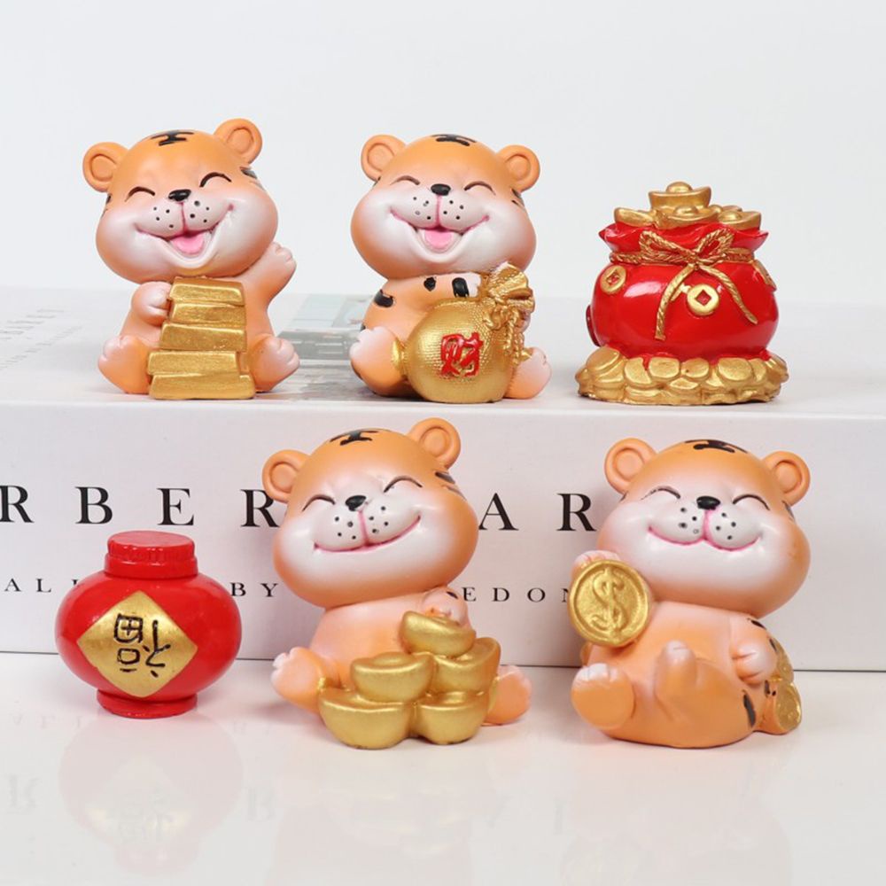 Tượng Trang Trí Bánh Kem Hình Con Hổ Mang Lại May Mắn Mini Để Bàn Trang Trí Năm Mới